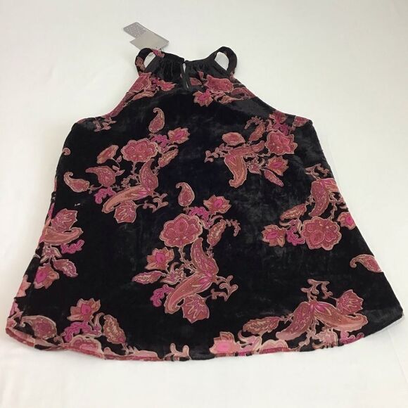 Daniel Rainn Black Velvet Burnout Floral Top New Size Medium - Picture 5 of 10
